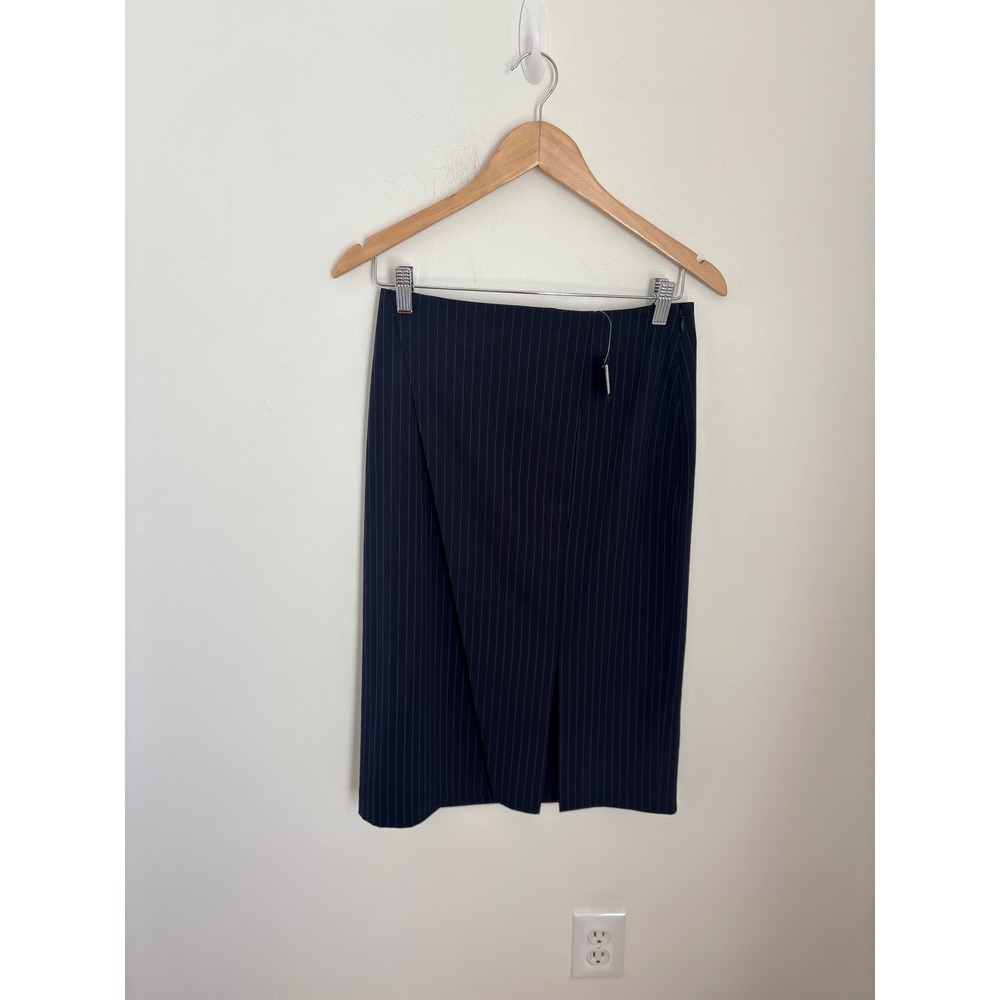 Club‎ Monaco Terwir Navy Pinstripe Pencil Skirt Front Slit Size 4 NWT